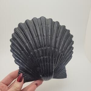 Seashell Wall Sconce Resin Plaque Coastal Black Nautical Decor Homoco Siren